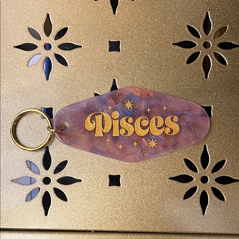 Pisces Keychain with Gold Accents